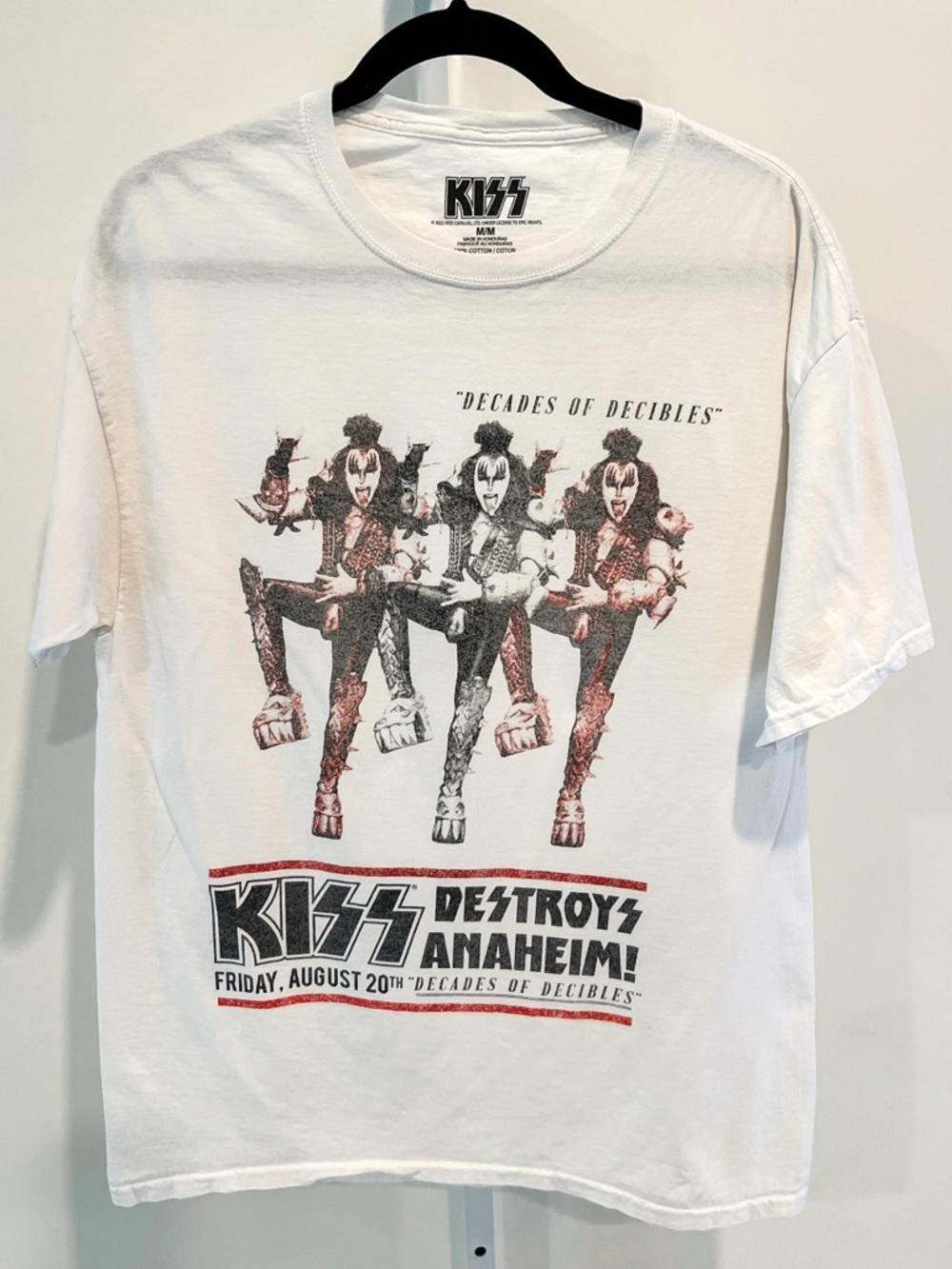 Kiss Destroys Anaheim White Short Sleeve Graphic Band Tee Shirt Adult Sz Medium